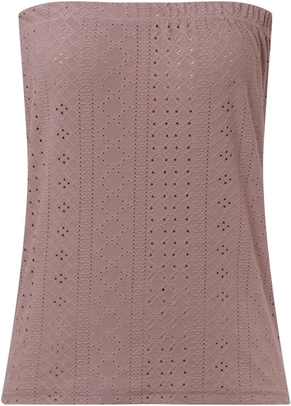 Women's Eyelet Tube Tops Strapless Bandeau Tank Top Casual Summer Sleeveless Shirts Loose Casual Basic Tees