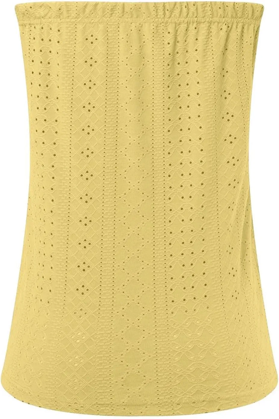 Women's Eyelet Tube Tops Strapless Bandeau Tank Top Casual Summer Sleeveless Shirts Loose Casual Basic Tees