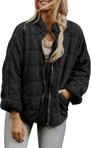 Women's Fairy Grunge Zip Up Down Jacket Y2k Vintage Quilted Puffer Outerwear Cyber Punk Casual Coats Loose Fit Clothes