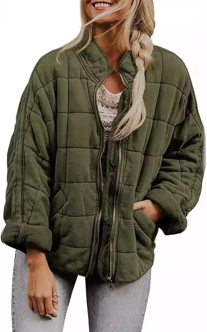 Women's Fairy Grunge Zip Up Down Jacket Y2k Vintage Quilted Puffer Outerwear Cyber Punk Casual Coats Loose Fit Clothes