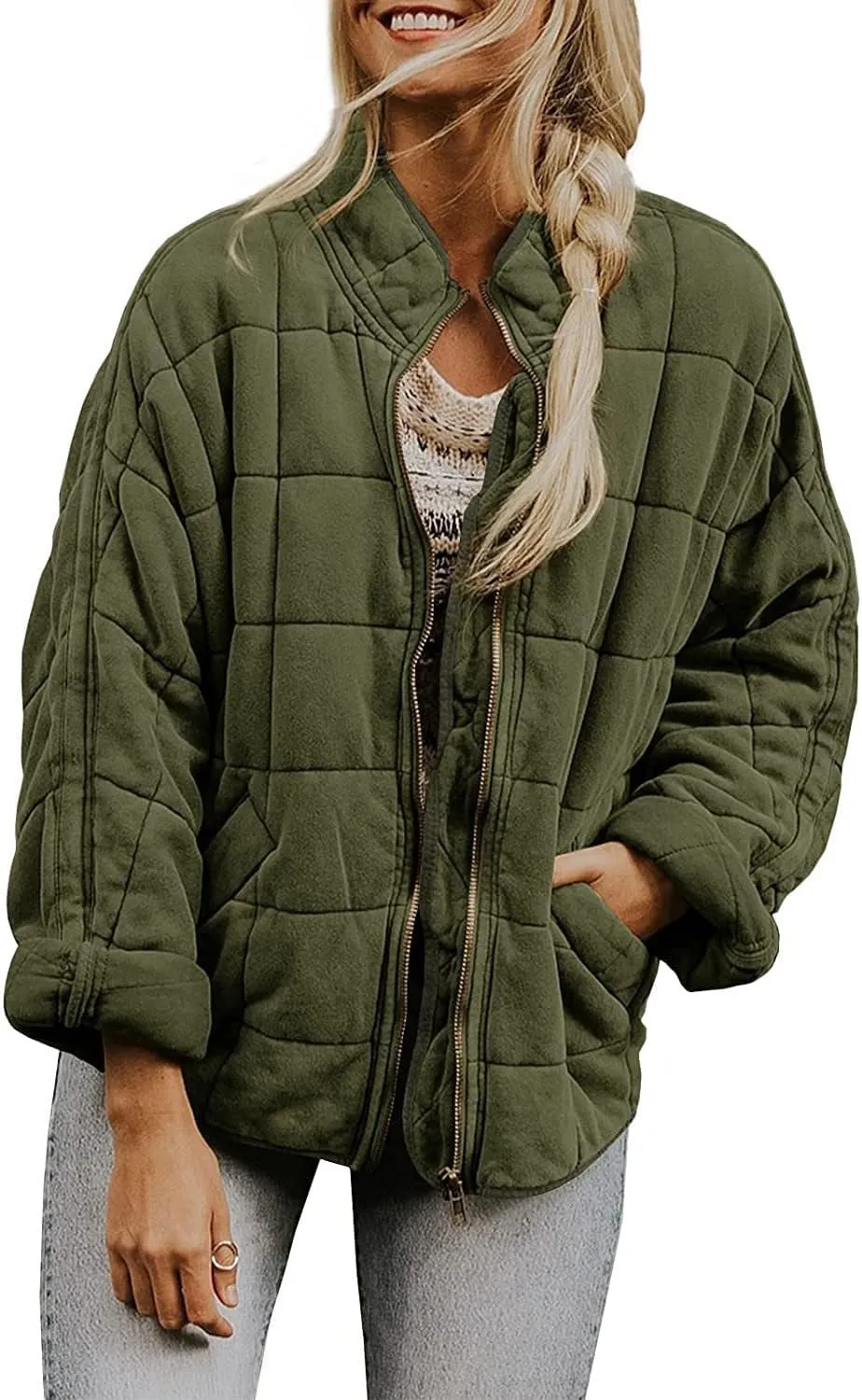 Women's Fairy Grunge Zip Up Down Jacket Y2k Vintage Quilted Puffer Outerwear Cyber Punk Casual Coats Loose Fit Clothes