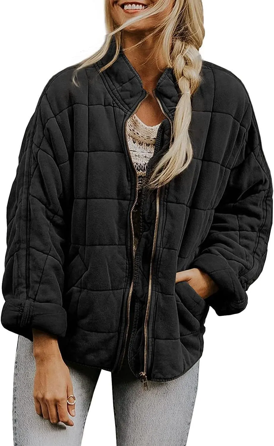 Women's Fairy Grunge Zip Up Down Jacket Y2k Vintage Quilted Puffer Outerwear Cyber Punk Casual Coats Loose Fit Clothes