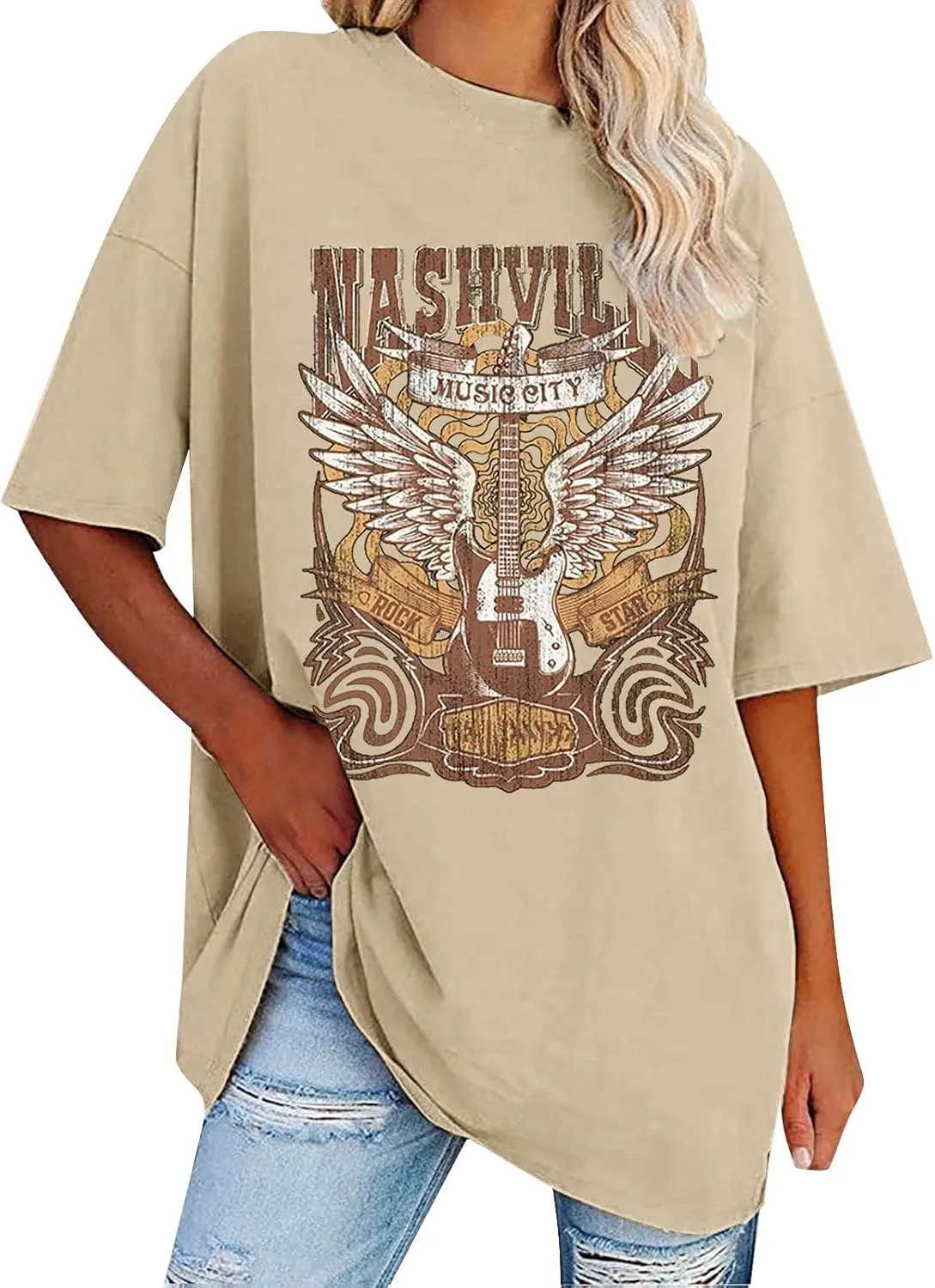 Womens Flower Graphic Oversized Tshirt Loose Crewneck Short Sleeve Tees Plus Size Athletic Spring Casual Tunic Tops