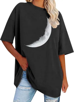Womens Flower Graphic Oversized Tshirt Loose Crewneck Short Sleeve Tees Plus Size Athletic Spring Casual Tunic Tops
