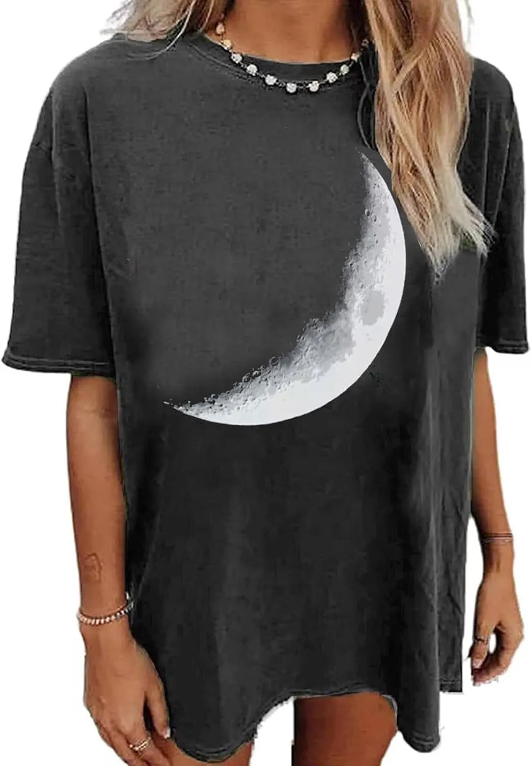 Womens Flower Graphic Oversized Tshirt Loose Crewneck Short Sleeve Tees Plus Size Athletic Spring Casual Tunic Tops