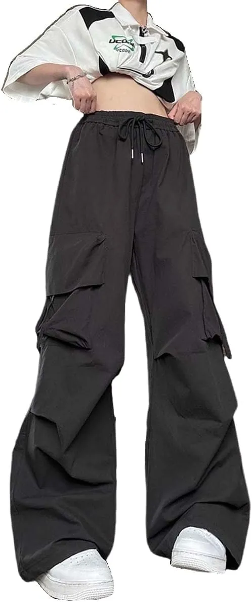 Women's Gothic Pants Y2K Loose Pants Multi-Pocket Cargo Pants Vintage Casual Harajuku Trousers
