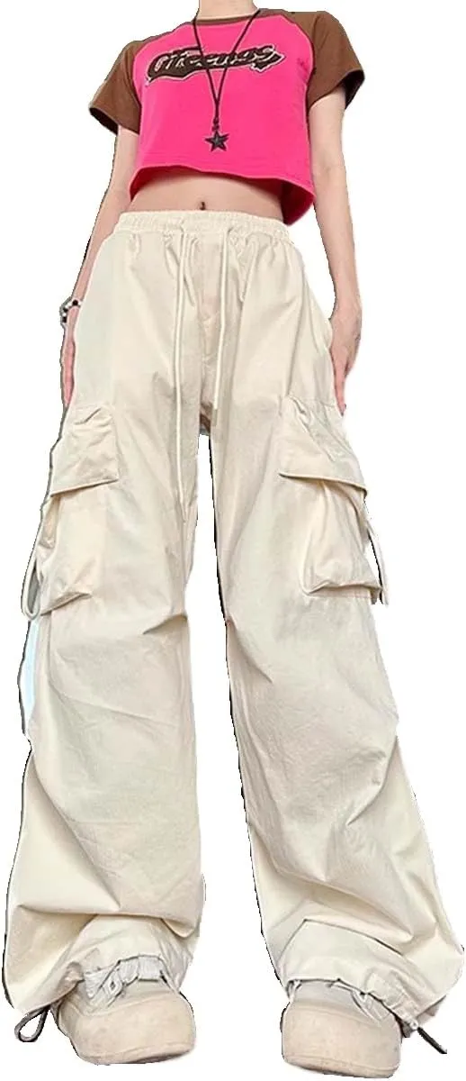 Women's Gothic Pants Y2K Loose Pants Multi-Pocket Cargo Pants Vintage Casual Harajuku Trousers