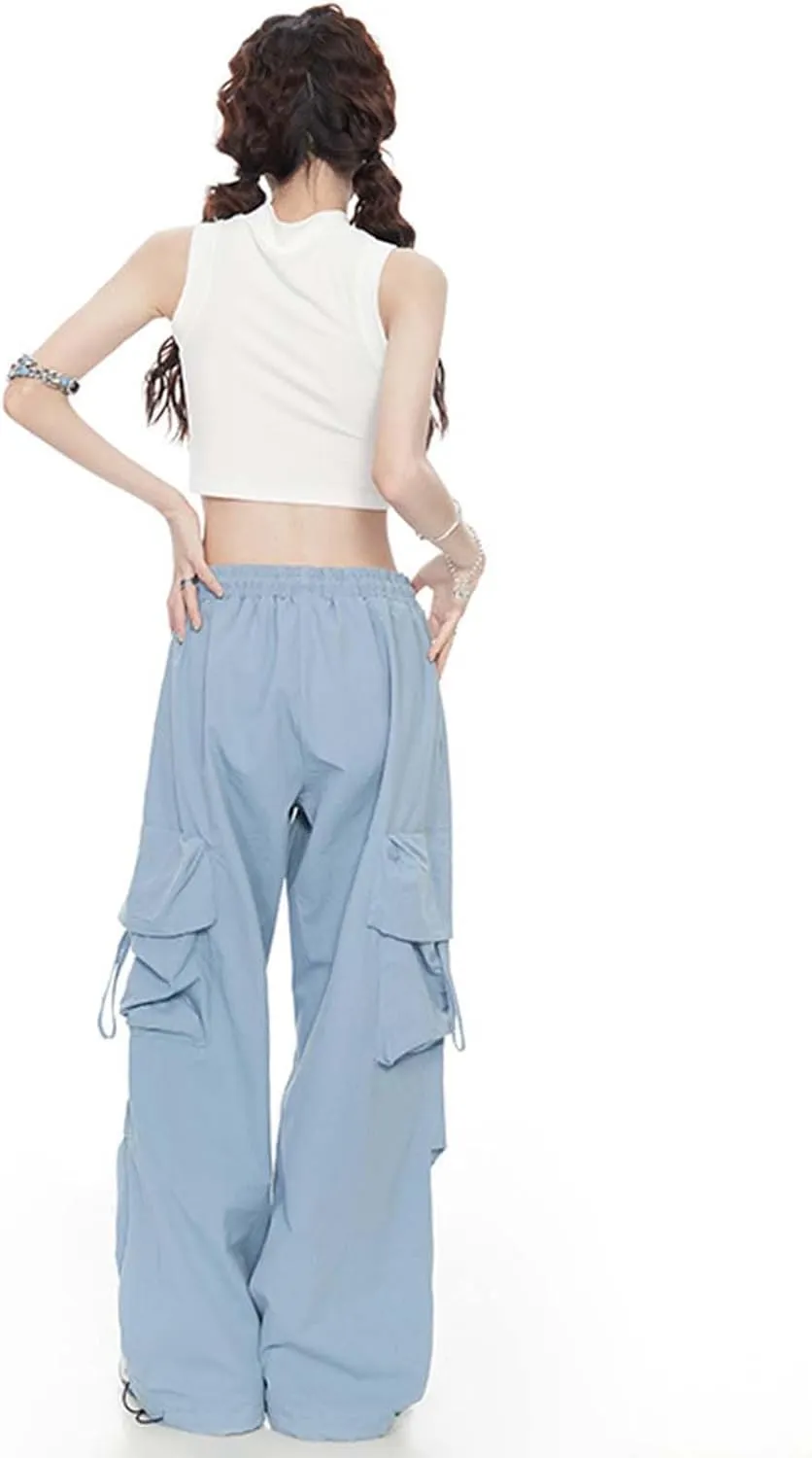 Women's Gothic Pants Y2K Loose Pants Multi-Pocket Cargo Pants Vintage Casual Harajuku Trousers