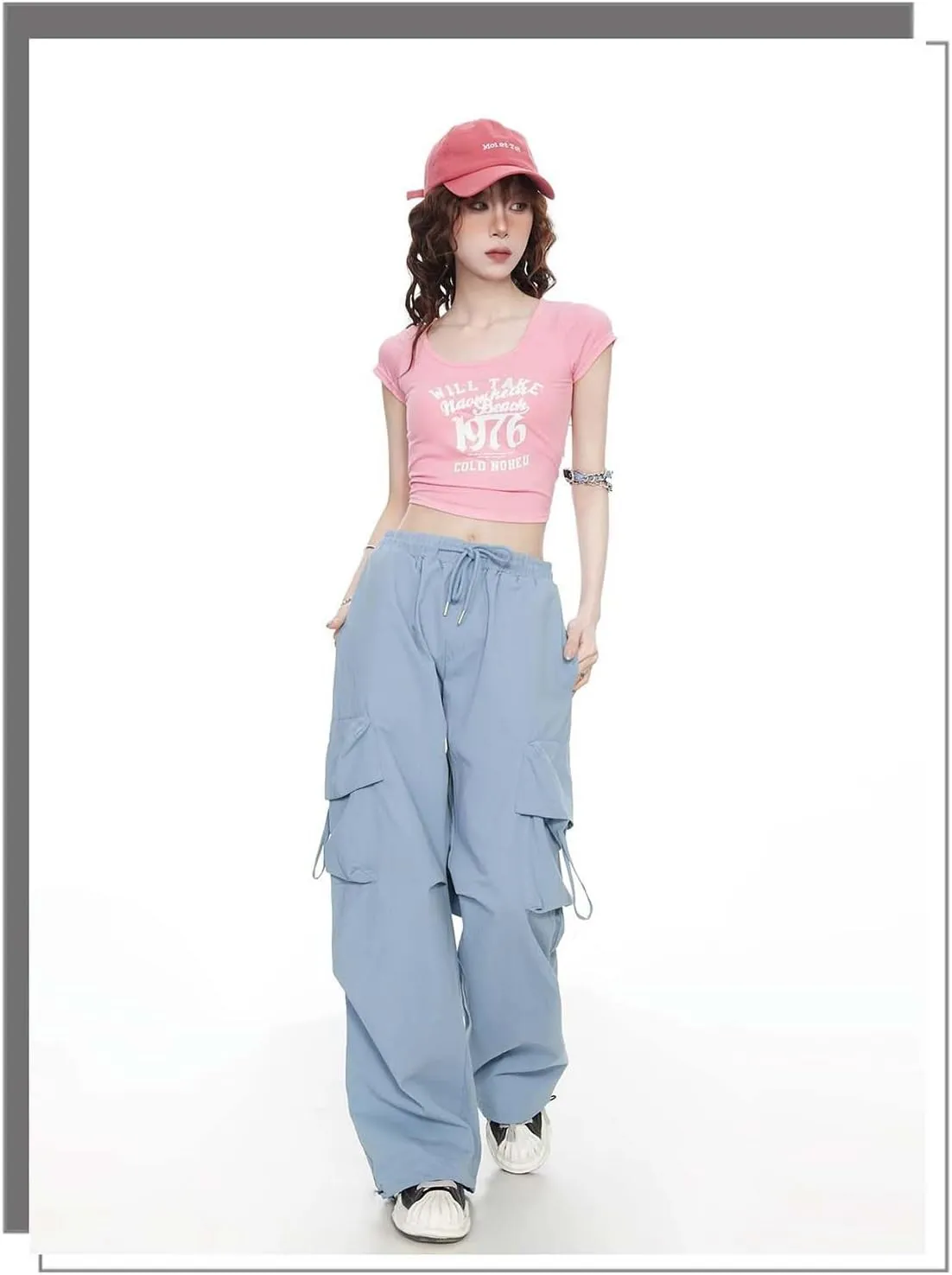 Women's Gothic Pants Y2K Loose Pants Multi-Pocket Cargo Pants Vintage Casual Harajuku Trousers