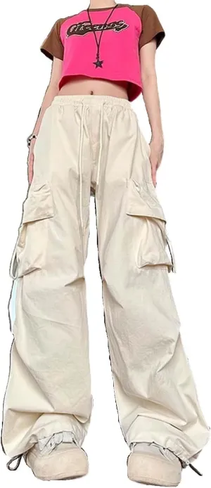 Women's Gothic Pants Y2K Loose Pants Multi-Pocket Cargo Pants Vintage Casual Harajuku Trousers