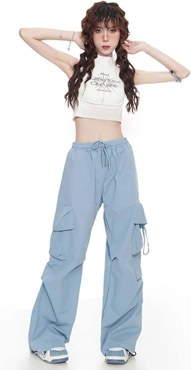 Women's Gothic Pants Y2K Loose Pants Multi-Pocket Cargo Pants Vintage Casual Harajuku Trousers