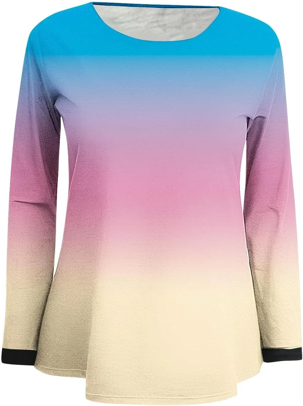 Women's Gradient Oversized Pullover Tops Spring Fashion Casual Blouses Crewneck Long Sleeve T Shirts Loose Tunic Tees