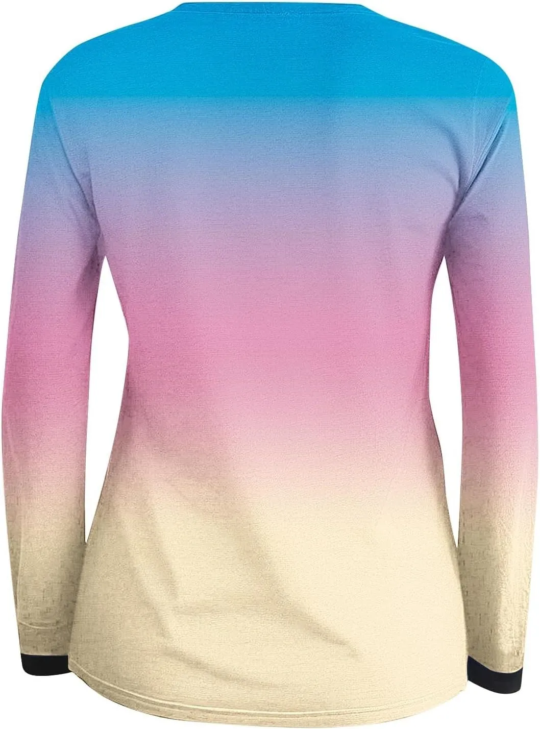 Women's Gradient Oversized Pullover Tops Spring Fashion Casual Blouses Crewneck Long Sleeve T Shirts Loose Tunic Tees