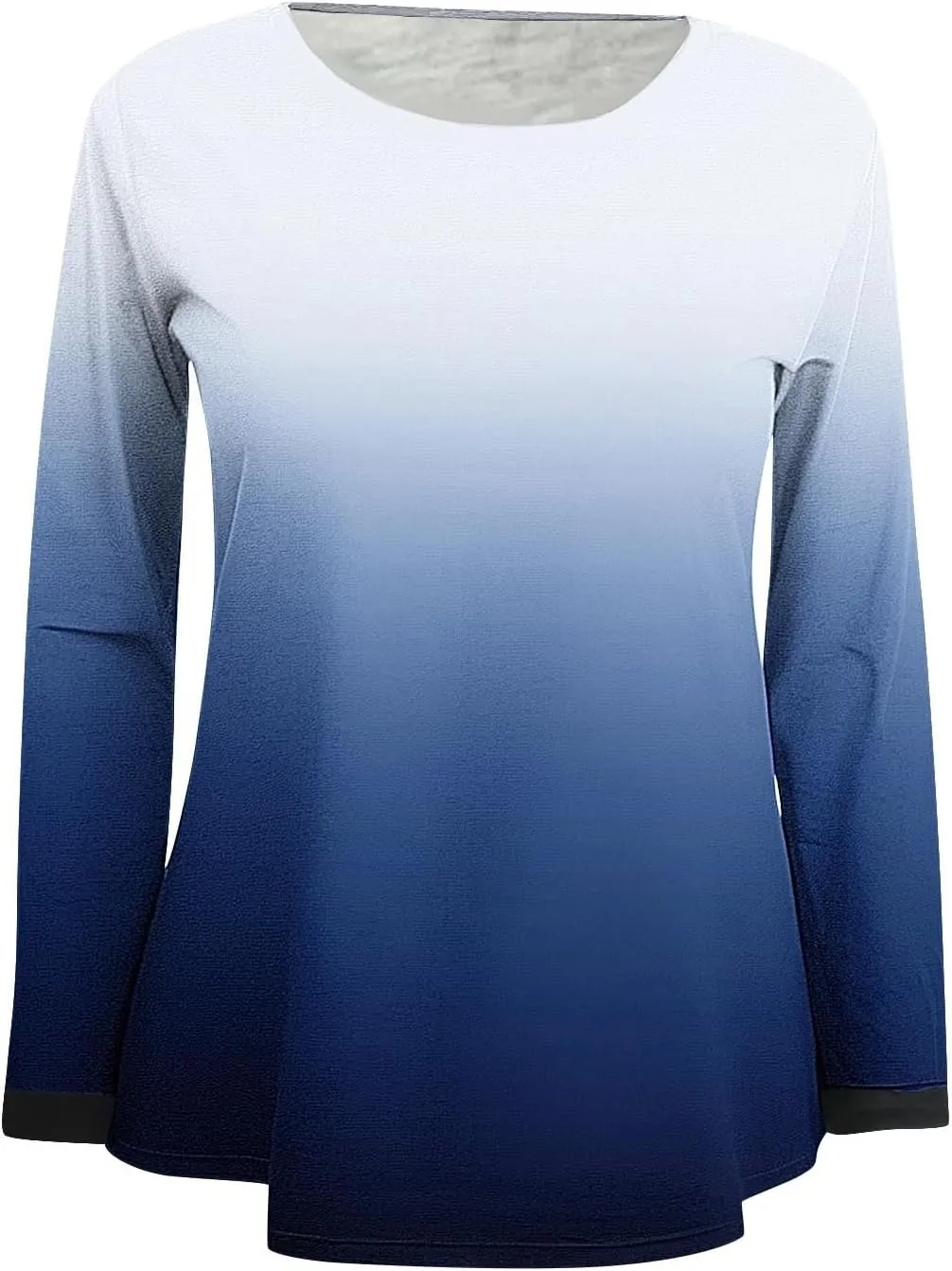 Women's Gradient Oversized Pullover Tops Spring Fashion Casual Blouses Crewneck Long Sleeve T Shirts Loose Tunic Tees