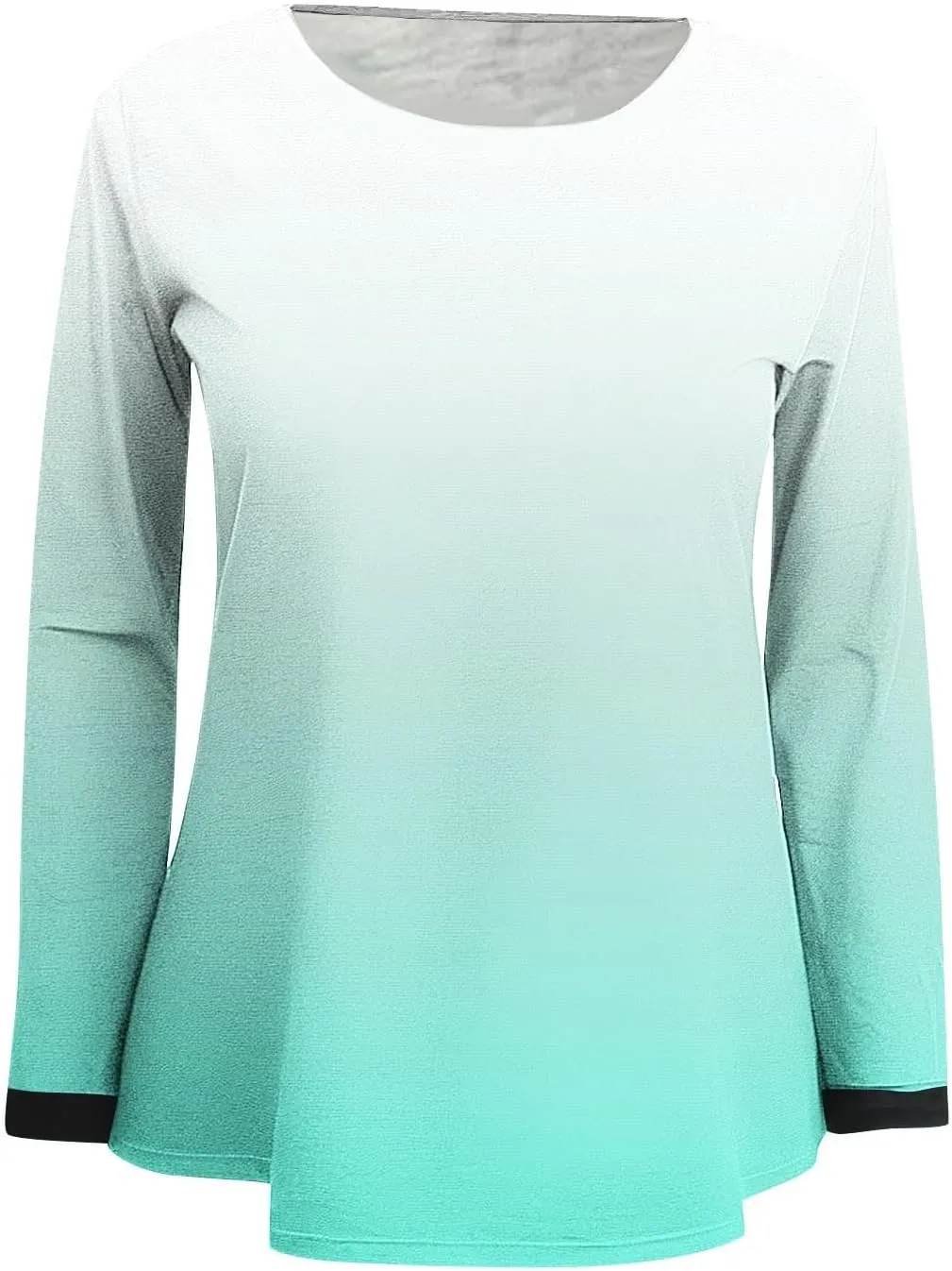 Women's Gradient Oversized Pullover Tops Spring Fashion Casual Blouses Crewneck Long Sleeve T Shirts Loose Tunic Tees