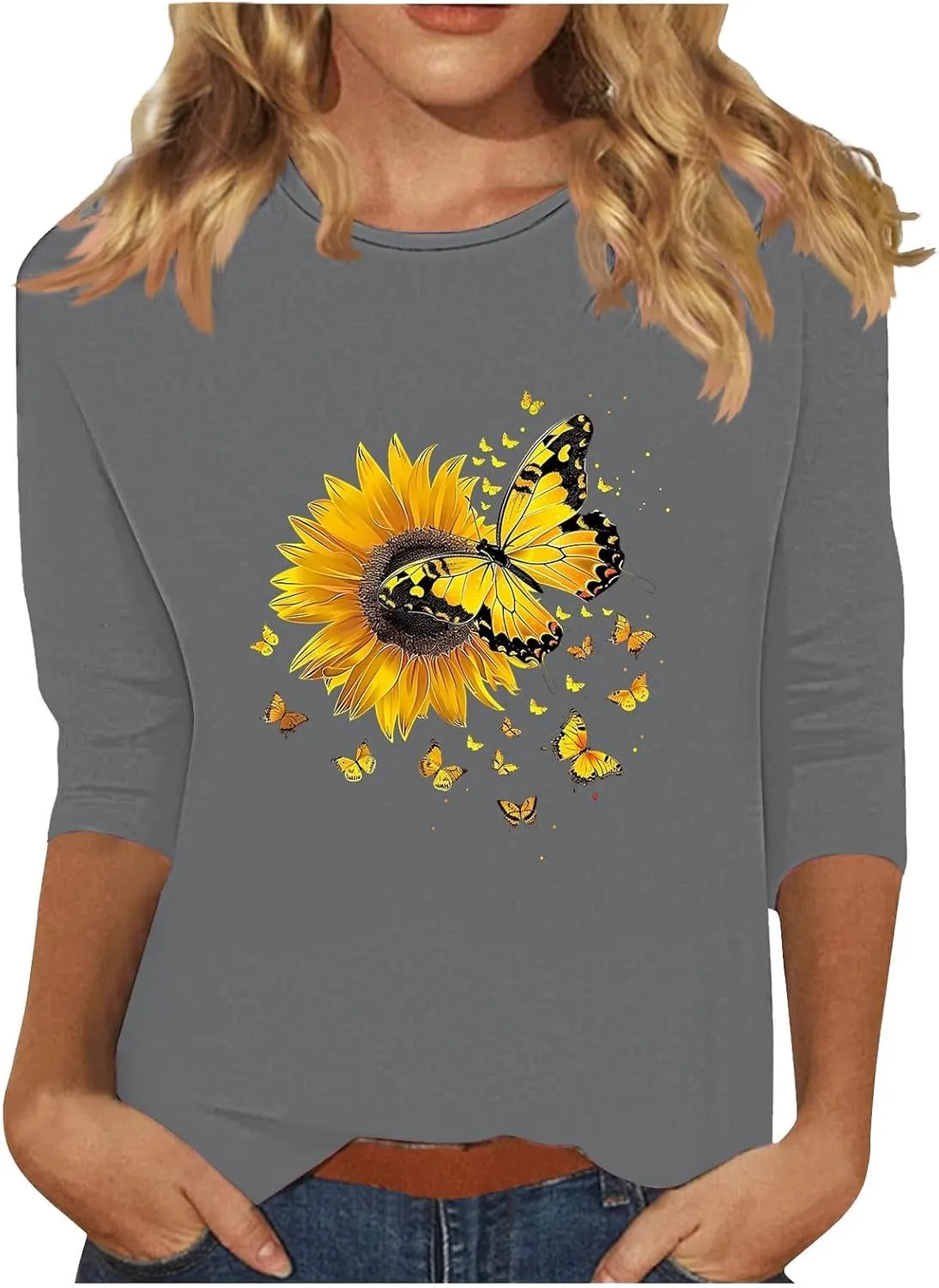 Womens Graphic Tees Sunflower Shirts Vintage Flower Graphic Tees Shirts Inspirational Tees Casual Going Out Shirt Tops