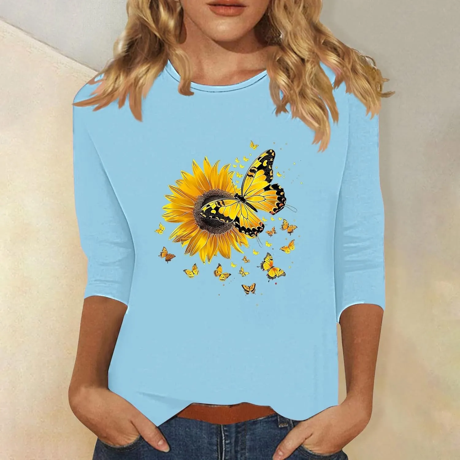 Womens Graphic Tees Sunflower Shirts Vintage Flower Graphic Tees Shirts Inspirational Tees Casual Going Out Shirt Tops