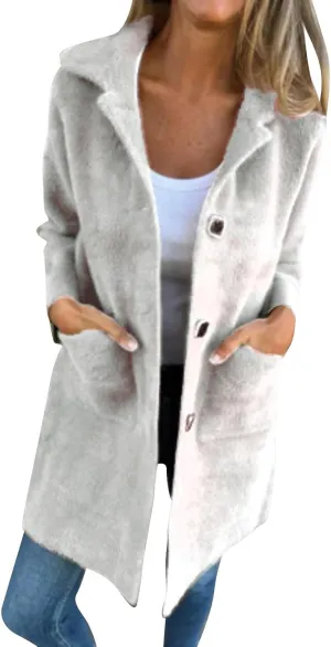 Women's Long Blazer Jackets Single Breasted Notch Lapel Oversized Work Casual Coats 2024 Fall Outerwear with Pockets