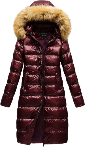 Womens Long Puffer Jacket Lightweight Packable Down Coat Casual Hooded Full Zip Quilted Outwear 2024 Winter Warm Coats