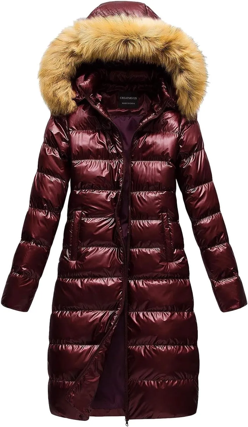 Womens Long Puffer Jacket Lightweight Packable Down Coat Casual Hooded Full Zip Quilted Outwear 2024 Winter Warm Coats