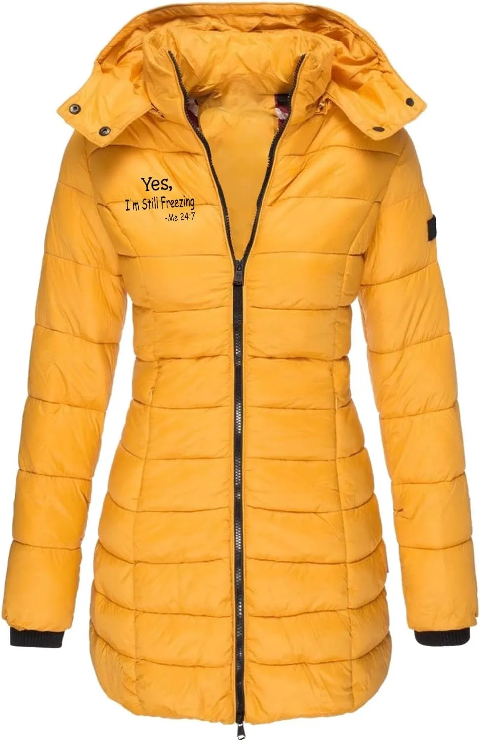 Womens Long Puffer Jacket Plus Size Thickened Quilted Down Jacket Hooded Warm Winter Outerwear with Pockets