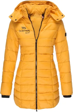 Womens Long Puffer Jacket Plus Size Thickened Quilted Down Jacket Hooded Warm Winter Outerwear with Pockets