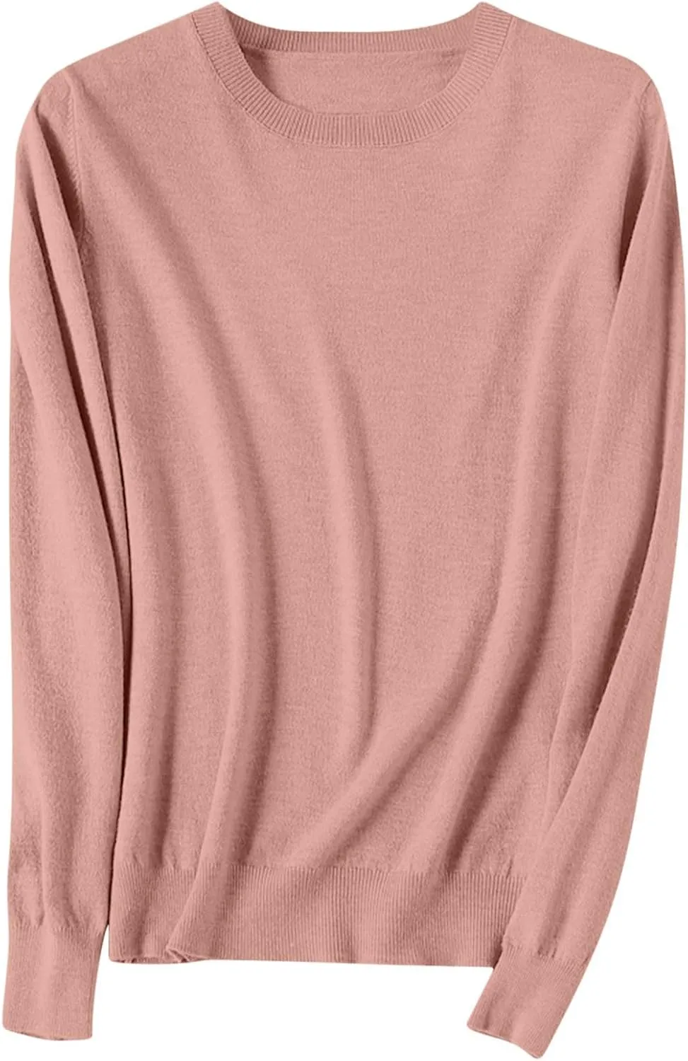 Women's Long Sleeve Shirts Crewneck Sweater Knitting Tops Lightweight Relaxed Fit Blouse Underscrubs Layer Basic Tees