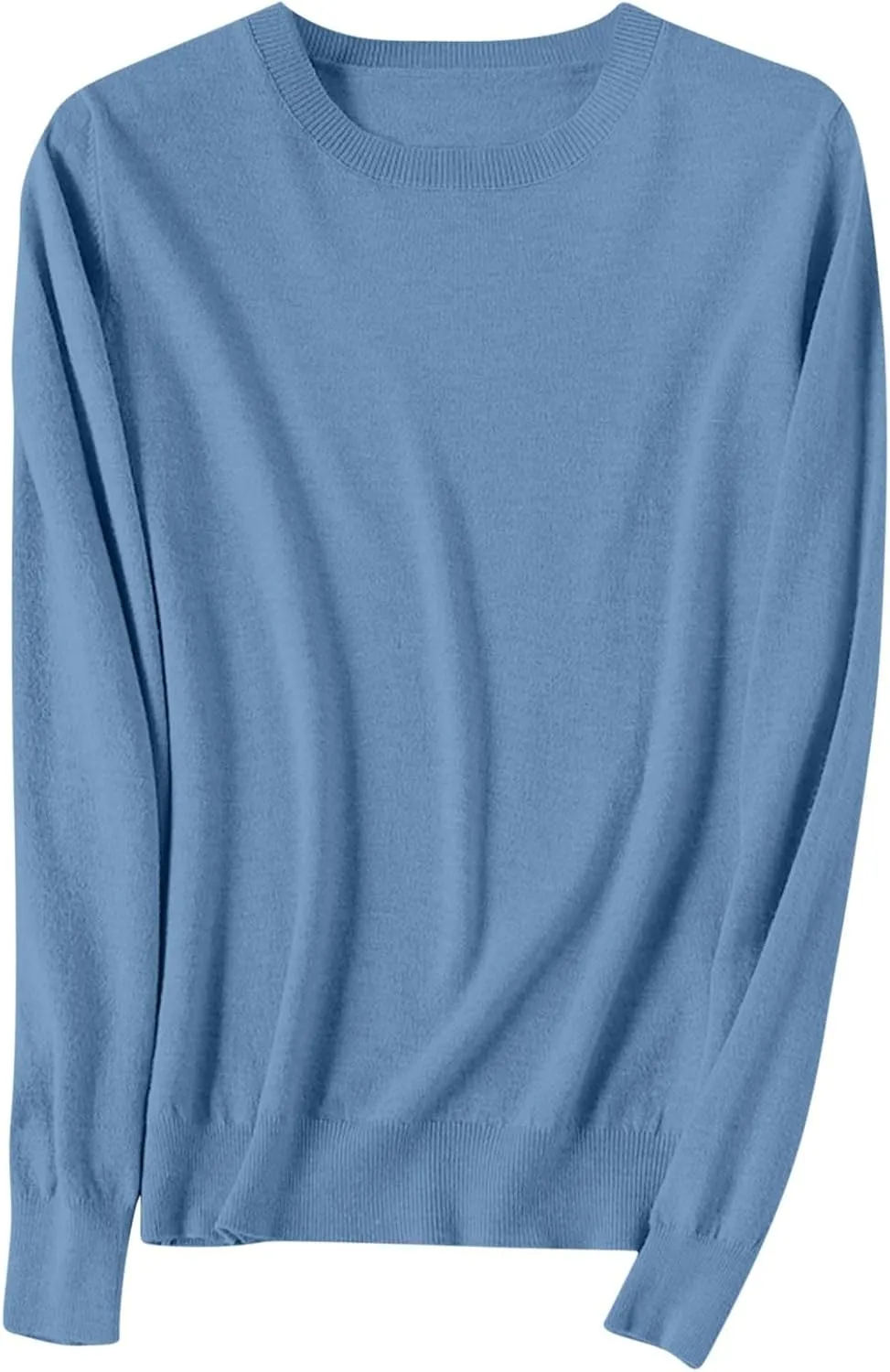 Women's Long Sleeve Shirts Crewneck Sweater Knitting Tops Lightweight Relaxed Fit Blouse Underscrubs Layer Basic Tees
