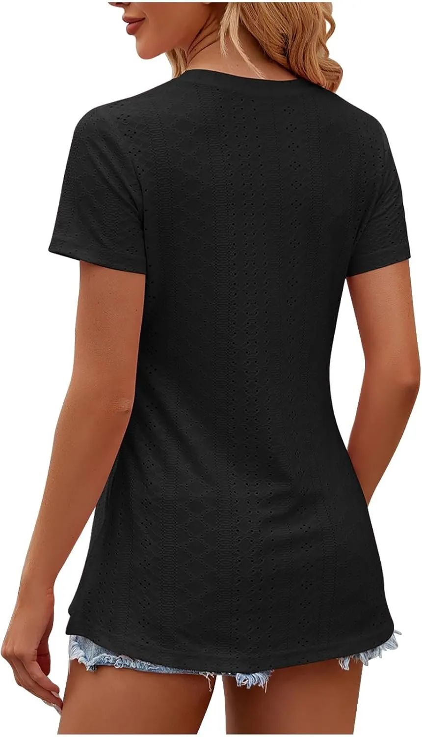 Women's Oversized T Shirts Crew Neck Short Sleeve Tops Casual Basic Tee Loose Fit Tunic Blouse with Side Split Slit