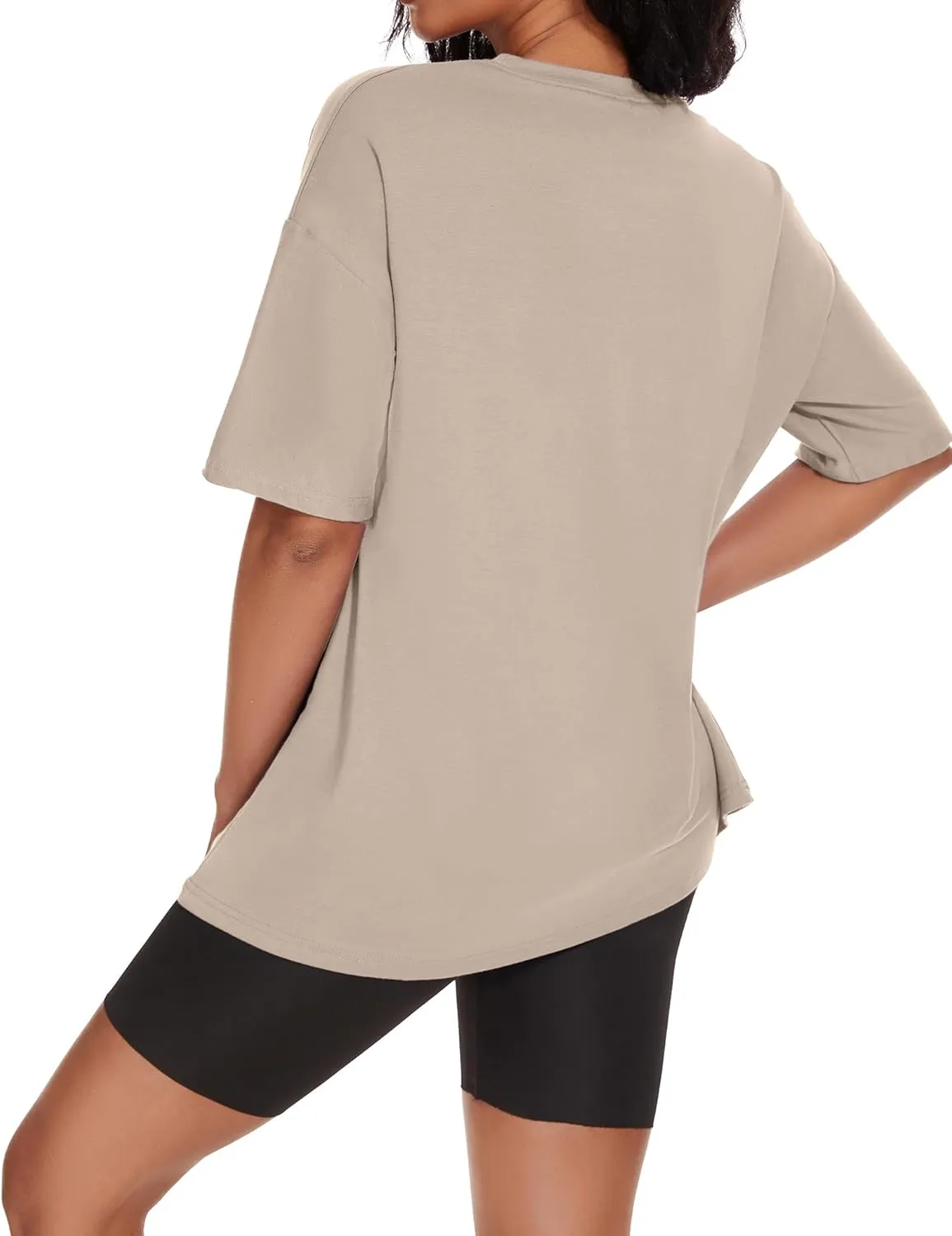 Women's Oversized T Shirts Summer Casual Crewneck Tunic Tops Short Sleeve Cozy Comfy Cotton Basic Tees