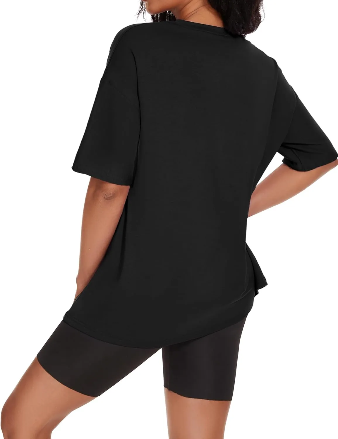 Women's Oversized T Shirts Summer Casual Crewneck Tunic Tops Short Sleeve Cozy Comfy Cotton Basic Tees