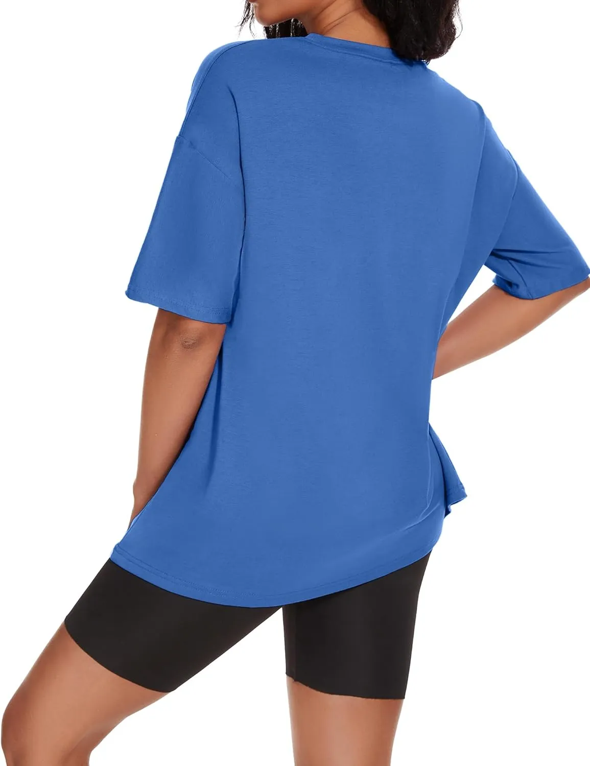 Women's Oversized T Shirts Summer Casual Crewneck Tunic Tops Short Sleeve Cozy Comfy Cotton Basic Tees
