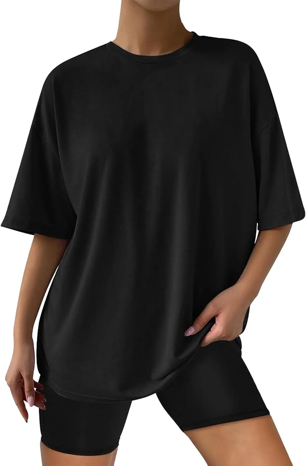 Women's Oversized T Shirts Summer Short Sleeve Tops Casual Loose Crew Neck Basic Tees Beach Vacation