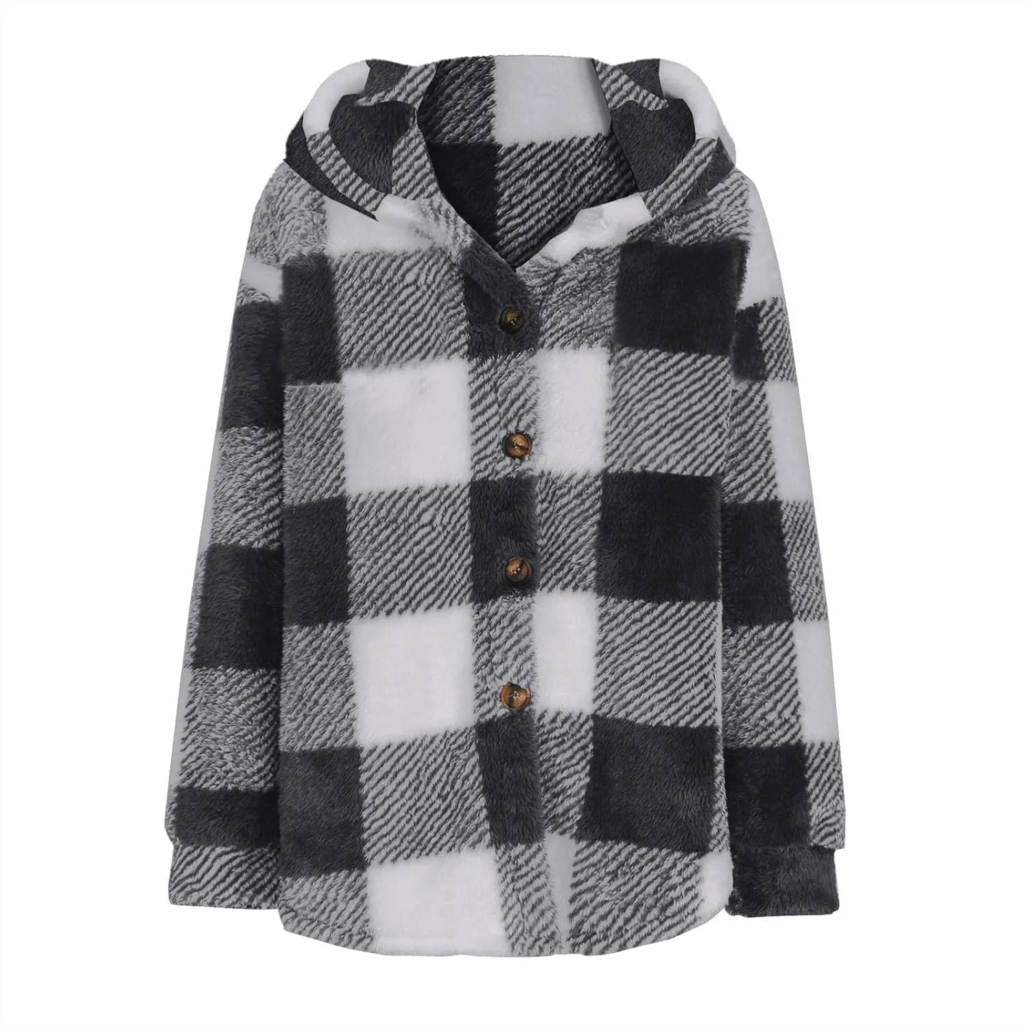 Womens Plaid Shacket Fall Jacket Fleece Lined Button Up Cardigan Plaid Lapel Casual Coats Y2K Shirt Jackets 2024