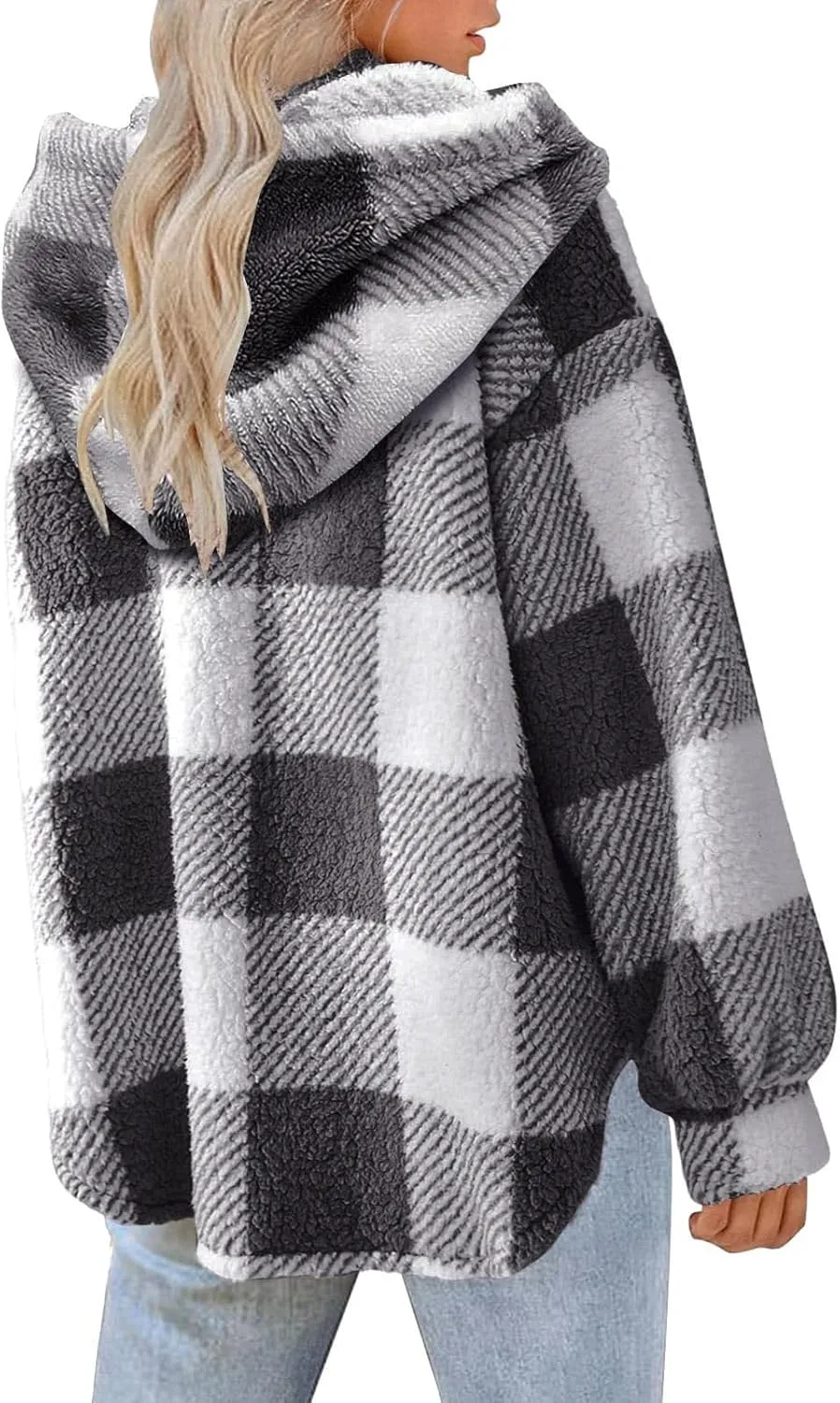 Womens Plaid Shacket Fall Jacket Fleece Lined Button Up Cardigan Plaid Lapel Casual Coats Y2K Shirt Jackets 2024