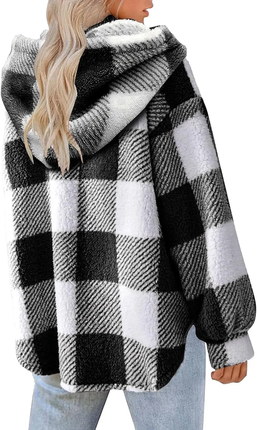 Womens Plaid Shacket Fall Jacket Fleece Lined Button Up Cardigan Plaid Lapel Casual Coats Y2K Shirt Jackets 2024