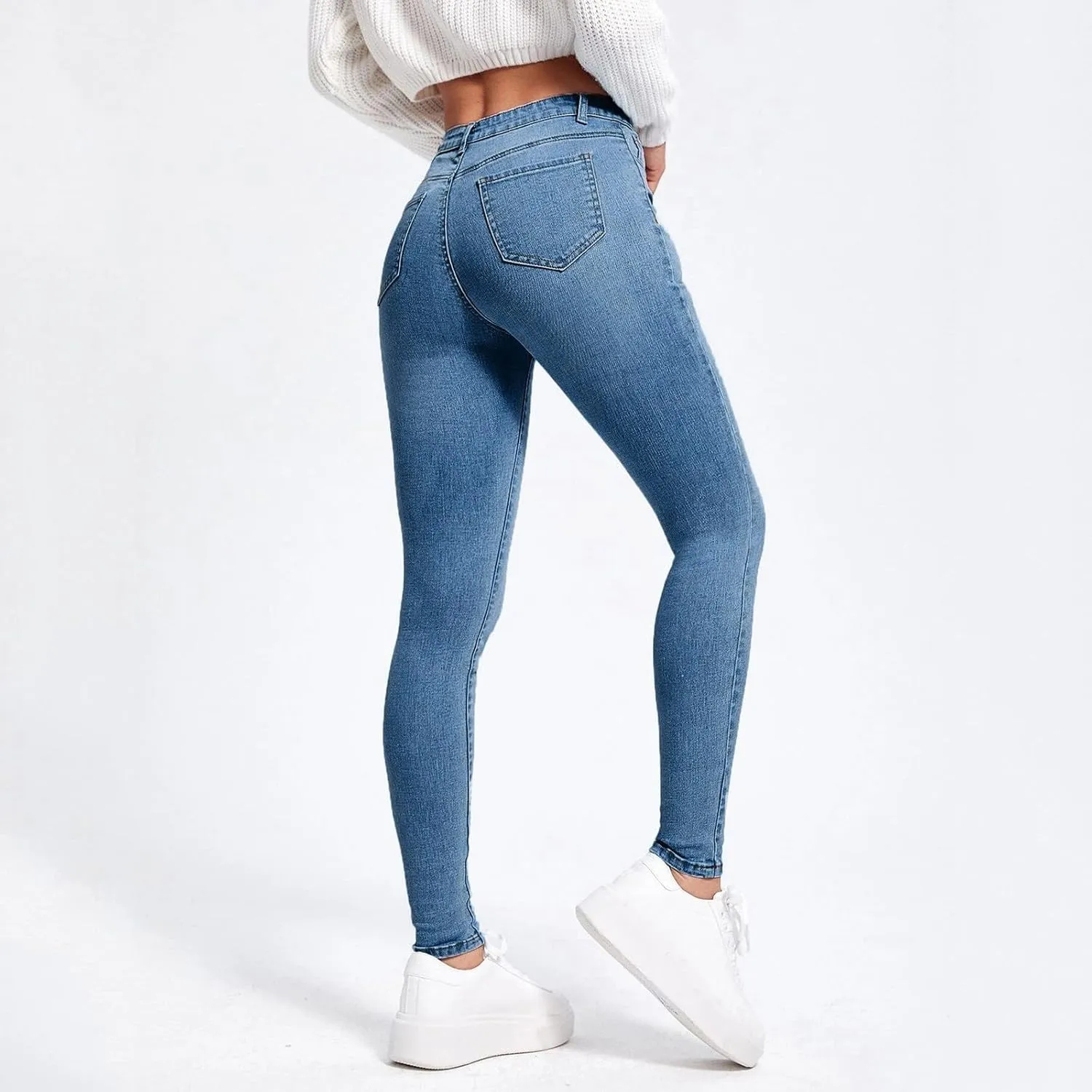 Women's Skinny Butt Lift Jeans High Waisted Stretch Slim Denim Pencil Pants 2024 Trendy Casual Trousers with Pockets