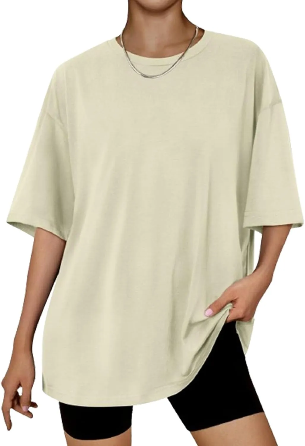 Womens Solid Crew Neck T Shirts Summer Short Sleeve Shirts Dressy Casual Tops for 2024 Going Out Tops for Plus Size