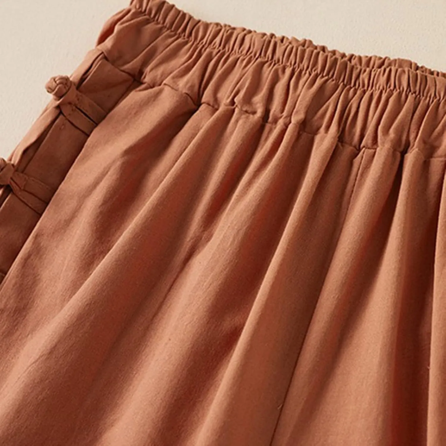 Women's Solid Elastic High Waist Cropped Pants New Casual Trendy Straight Wide Leg Plus Size Comfy Business Trousers