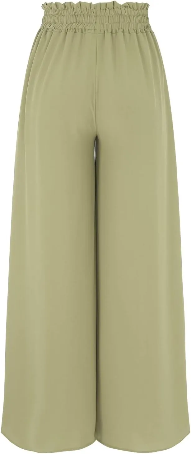 Women's Solid Flowy High Waist Yoga Trousers 2023 Elegant Soft Comfy Lightweight Plus Size Baggy Pants