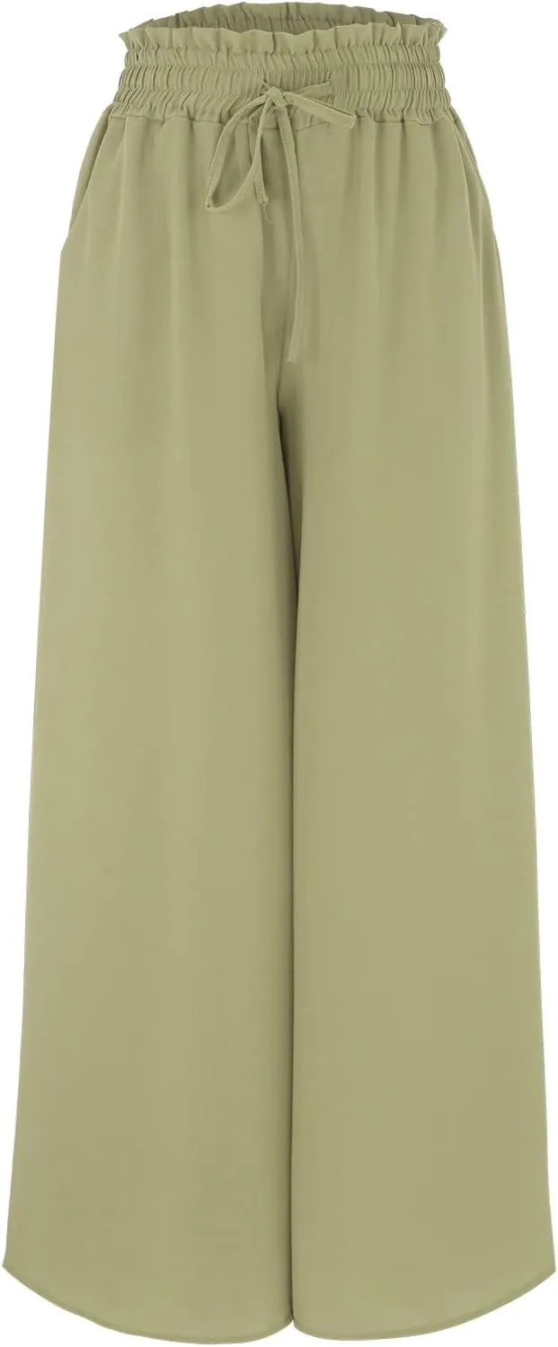 Women's Solid Flowy High Waist Yoga Trousers 2023 Elegant Soft Comfy Lightweight Plus Size Baggy Pants