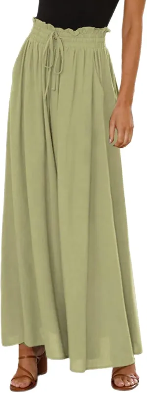 Women's Solid Flowy High Waist Yoga Trousers 2023 Elegant Soft Comfy Lightweight Plus Size Baggy Pants