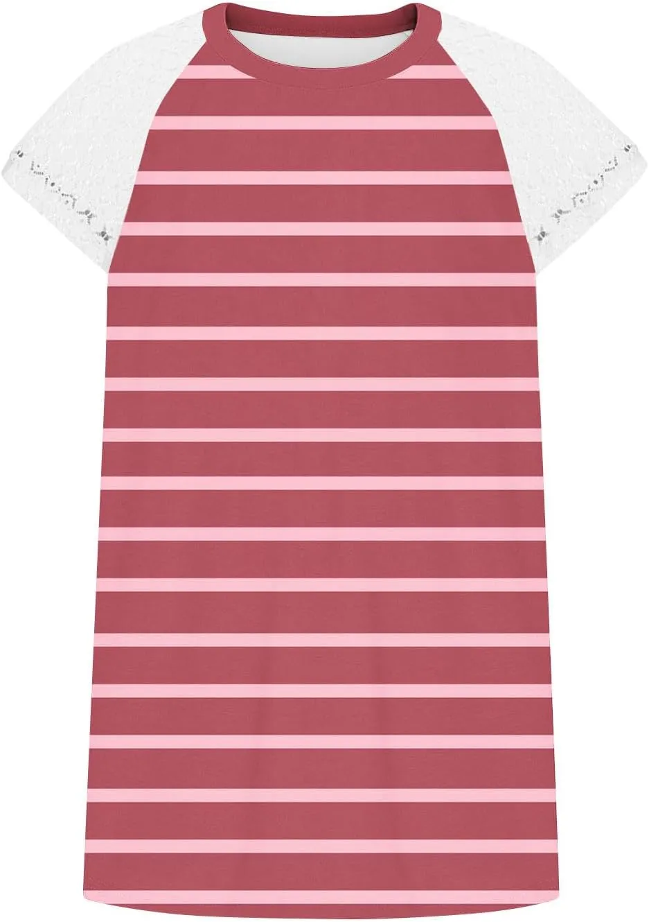 Women's Striped Lace Patchwork Tank Tops Round Neck Sleeveless Shirts Summer Casual Color Block Vacation Beach Tees