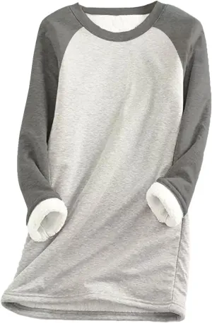 Women's Sweatshirt Thick Warm Fleece Solid Color Casual Long Sleeve Pullover Tops Crewneck Fashion Ladies Sweater Tops
