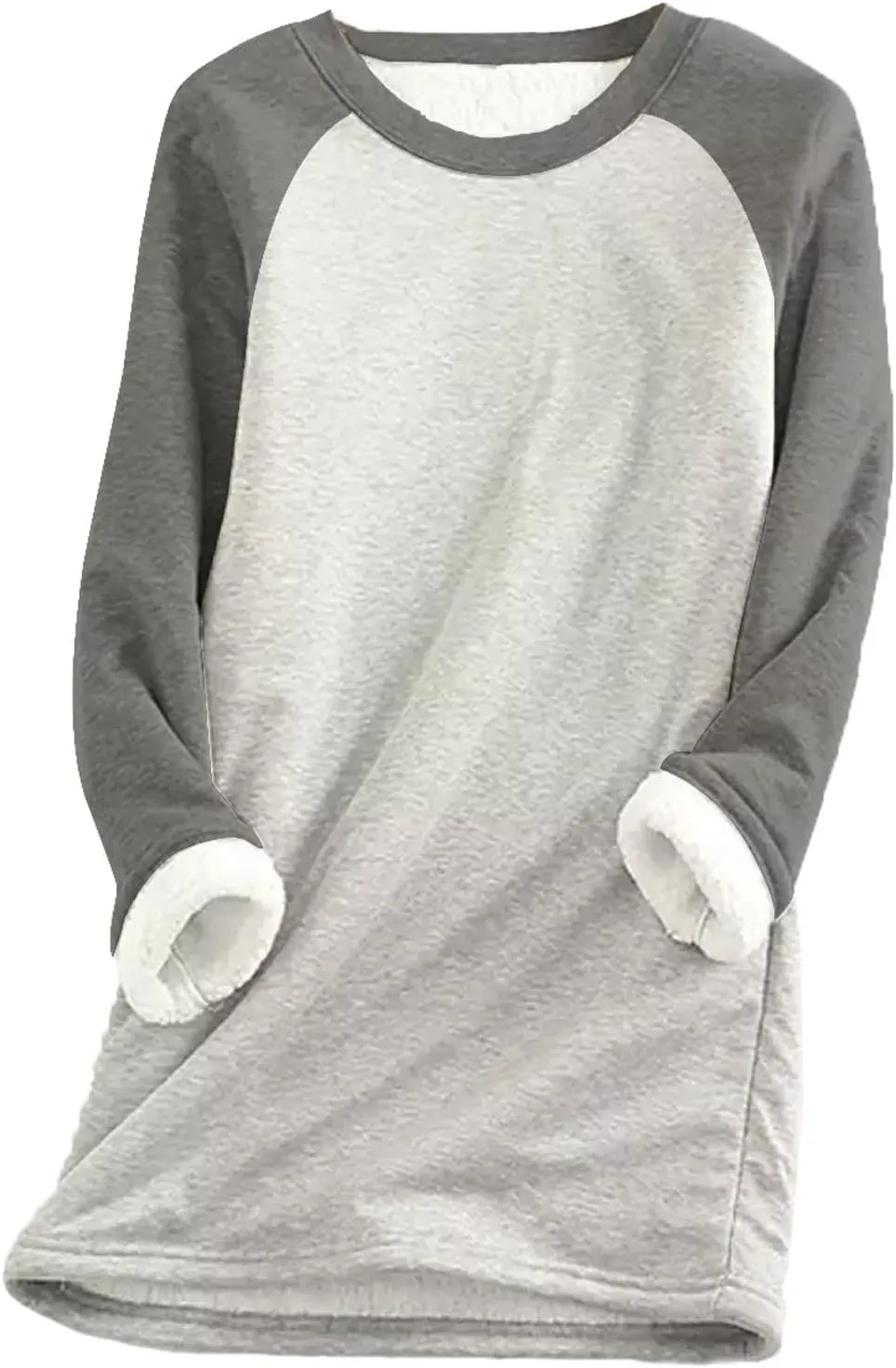 Women's Sweatshirt Thick Warm Fleece Solid Color Casual Long Sleeve Pullover Tops Crewneck Fashion Ladies Sweater Tops