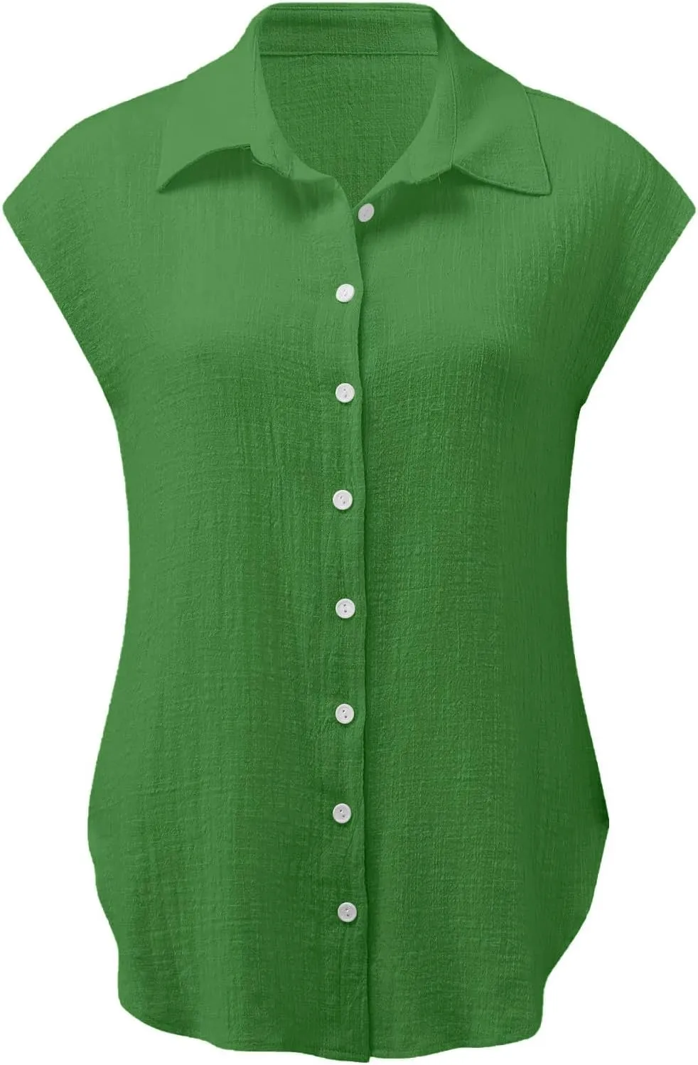 Womens Tops Casual Cotton Linen Tees Short Sleeve Shirts Spring Summer Fashion Clothing Button Down Blouses