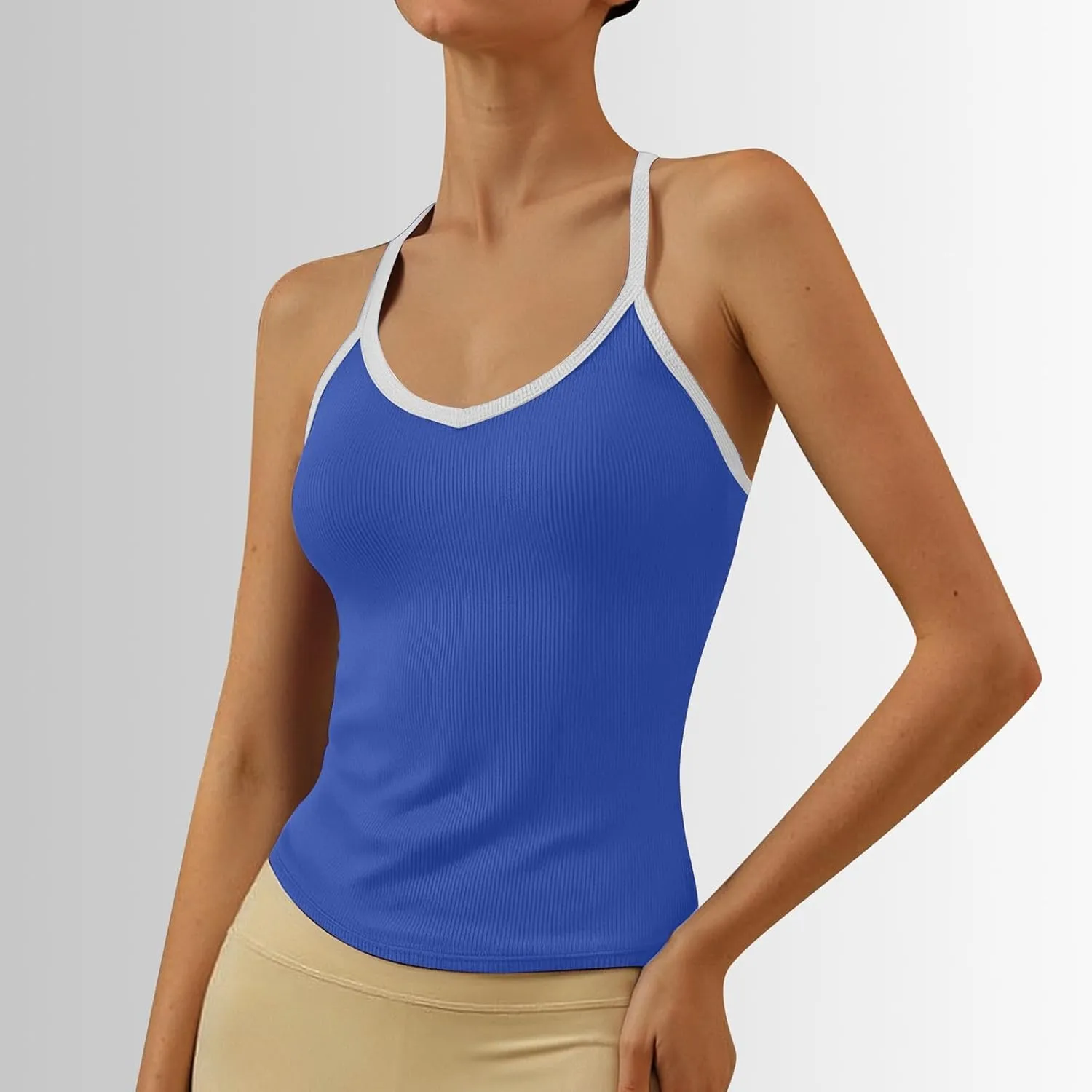 Womens V Neck Sexy Tank Tops Summer Workout Yoga Casual Shirts Sleeveless Tops Lightweight Fashion Basic Tees
