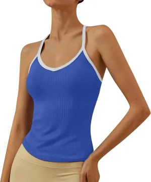 Womens V Neck Sexy Tank Tops Summer Workout Yoga Casual Shirts Sleeveless Tops Lightweight Fashion Basic Tees