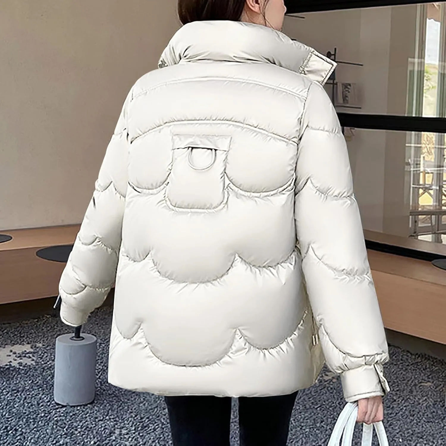 Women's Winter Coat Puffer Thicken Down Jacket Outdoor Shearling Warm Lightweight Casual Zipper 2024 Trendy Parka Outwear