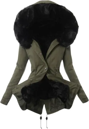 Womens Winter Coats Button Down Sherpa Lined Fuzzy Fleece Warm Jackets Solid Color Trendy Outdoor Hooded Tops Coat